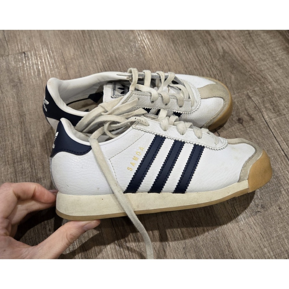 Kids Adidas White Navy Samoa Size 1 Ortholite‎